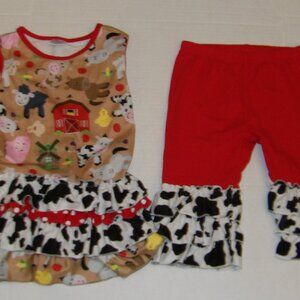 Cows Pigs Barn Farm Animals Cute Knit Top and Capri Set Size XXL